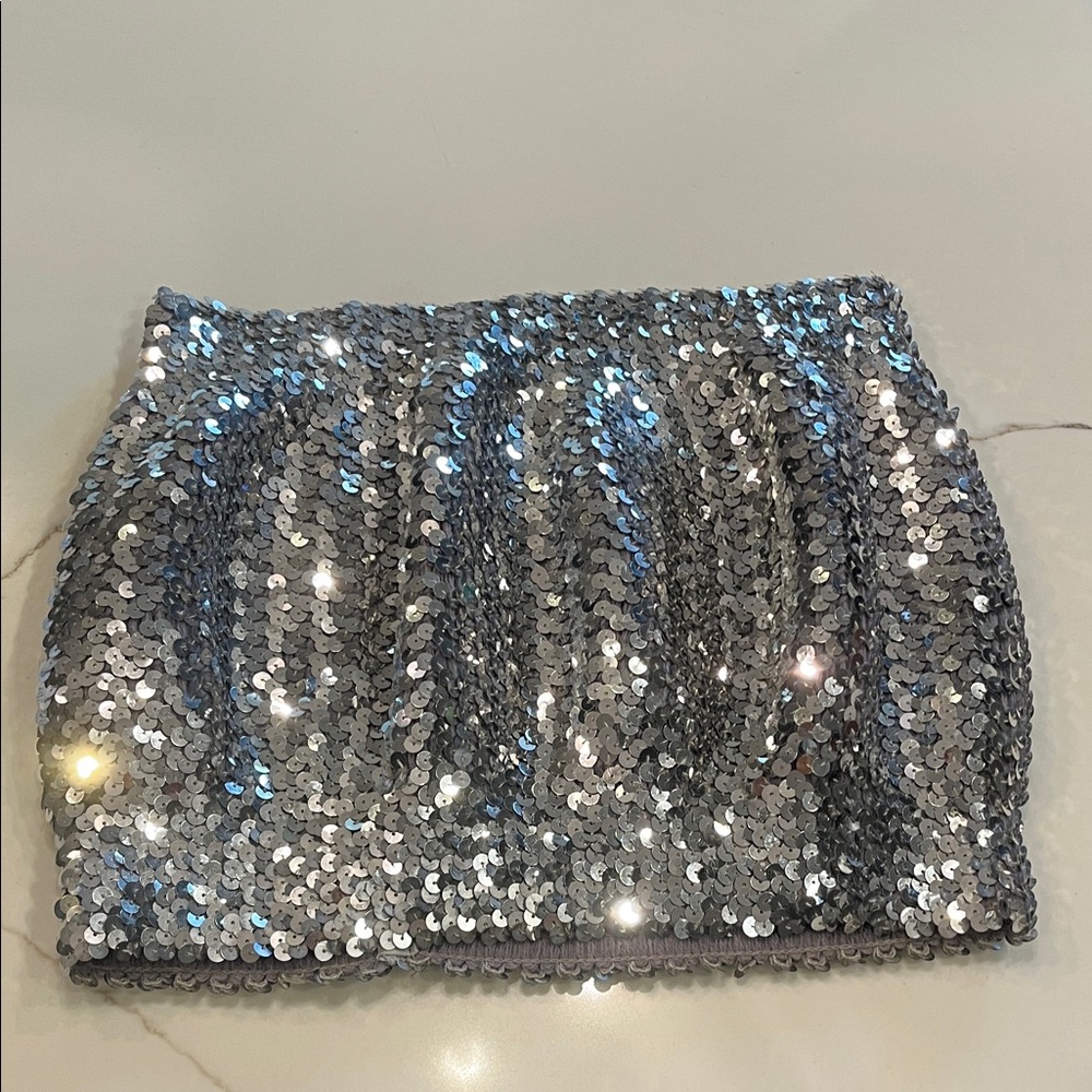 Silver Sequin Tube Top. Great for the Holidays or special events. New. Stretch